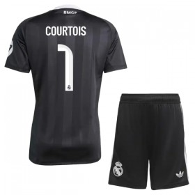 Camisola Real Madrid Courtois 1 Guarda Redes Criança 2025-26 Preta Manga Curta